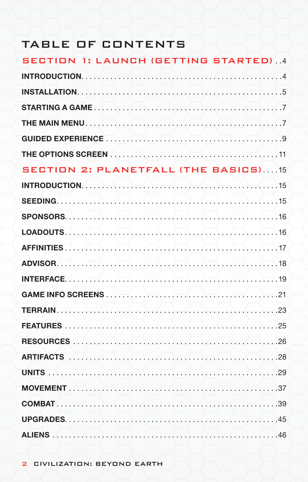 MANUAL This Manual Will Offer You Everything You Need to Get Started Playing Civilization: Beyond Earth