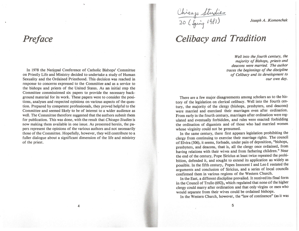 Preface Celibacy and Tradition