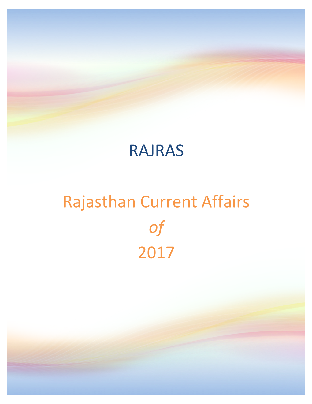 RAJRAS Rajasthan Current Affairs of 2017