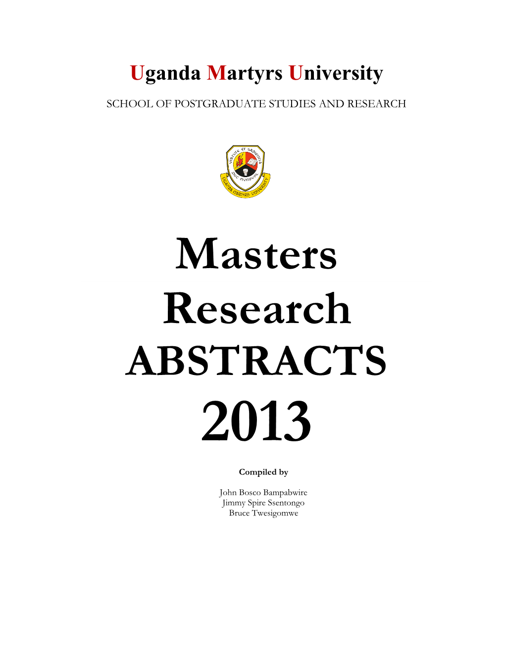 Masters Research ABSTRACTS 2013