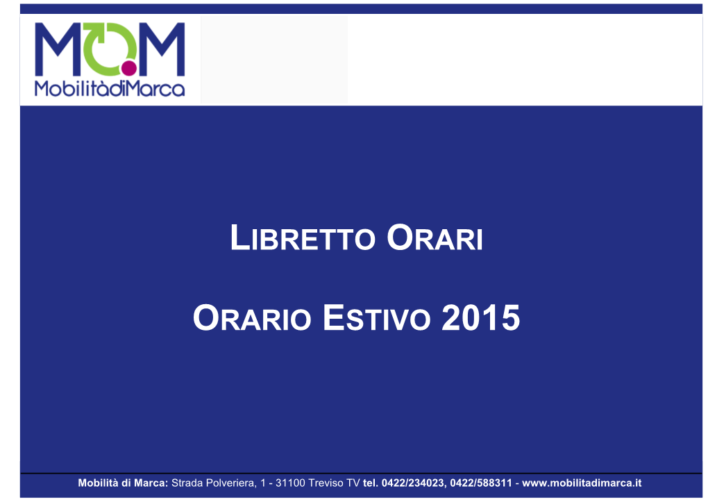 Libretto Orari Orario Estivo 2015