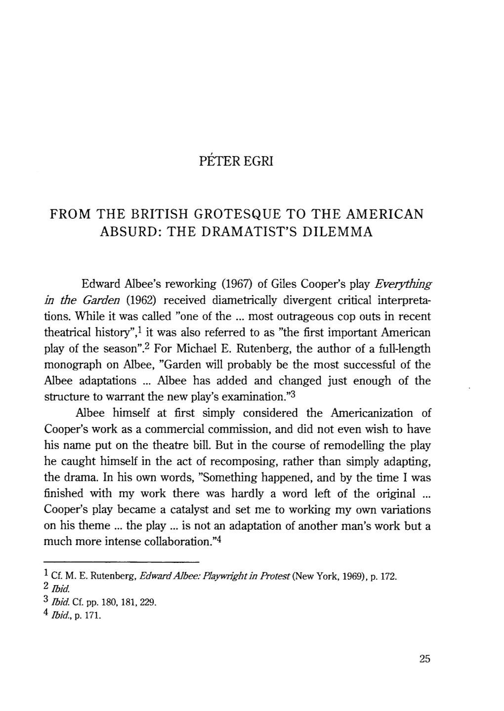 Péter Egri from the British Grotesque to the American Absurd