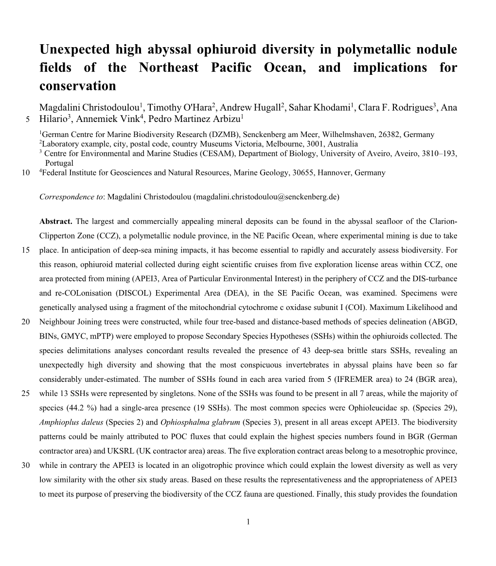 Unexpected High Abyssal Ophiuroid Diversity In