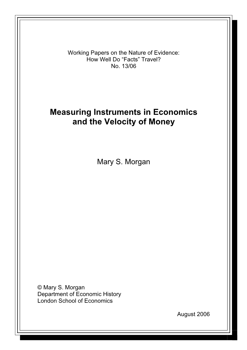 Measuring Instruments in Economics and the Velocity of Money