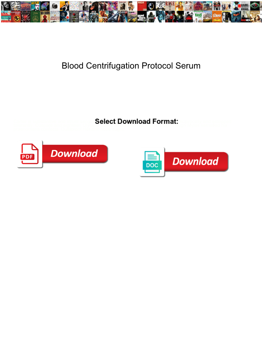 Blood Centrifugation Protocol Serum