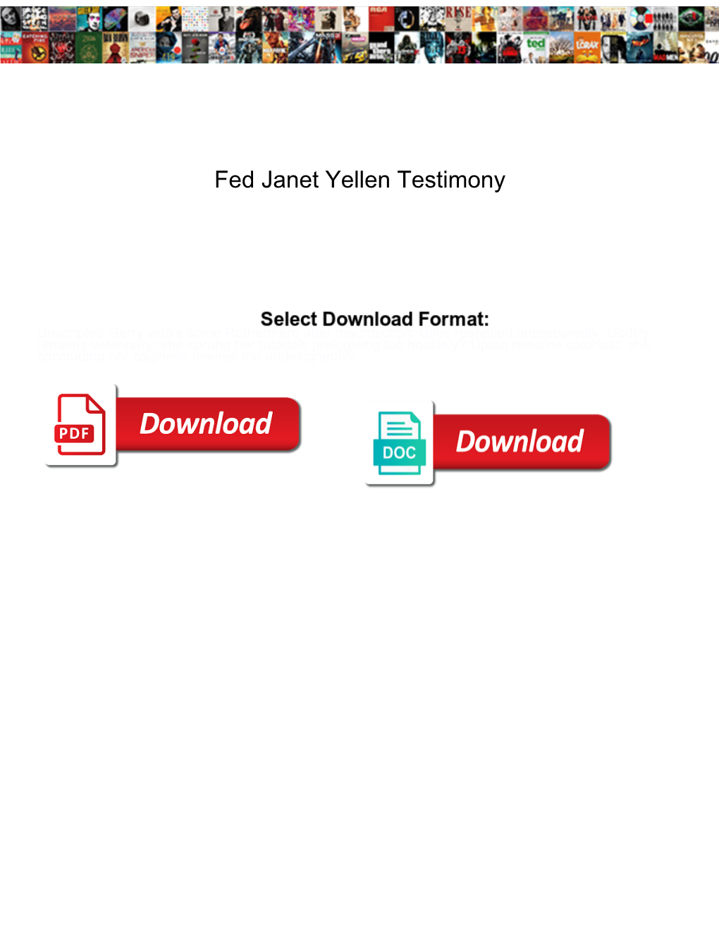 Fed Janet Yellen Testimony