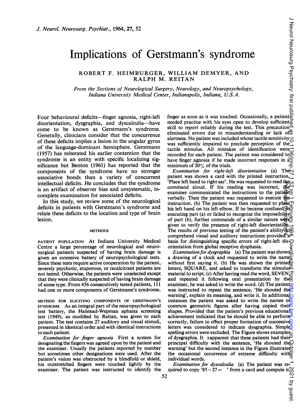 Implications of Gerstmann's Syndrome