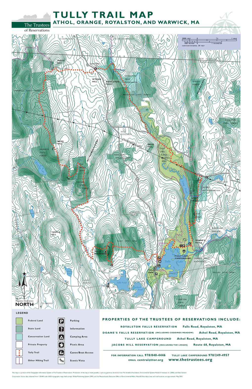 Tully Trail Map Athol, Orange, Royalston, and Warwick, Ma