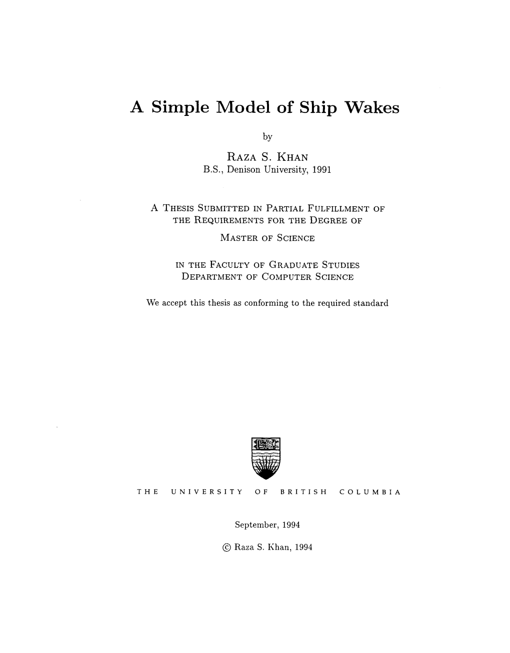 A Simple Model of Ship Wakes