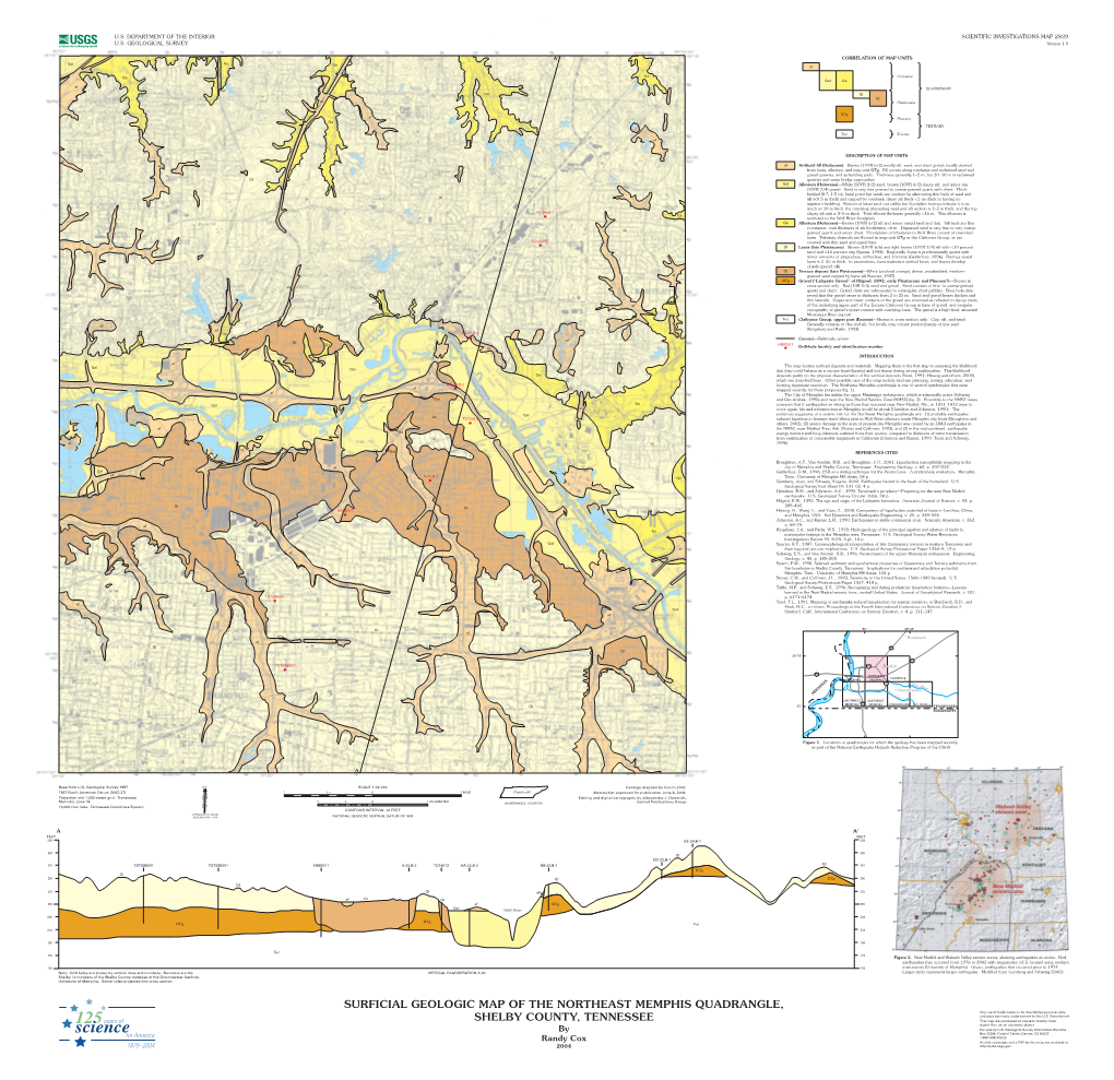 SURFICIAL GEOLOGIC MAP of the NORTHEAST MEMPHIS QUADRANGLE, Any Use of Trade Names Is for Descriptive Purposes Only and Does Not Imply Endorsement by the U.S