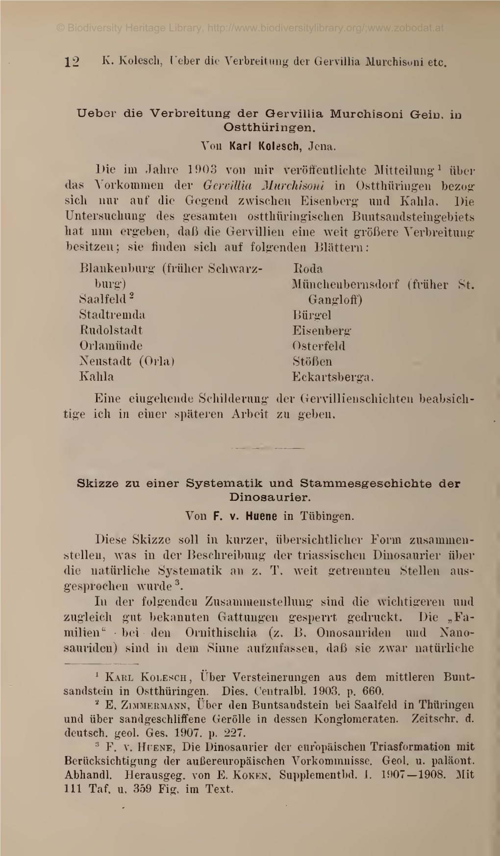 Skizze Zu Einer Systematik Und Stammesgeschichte Der Dinosaurier