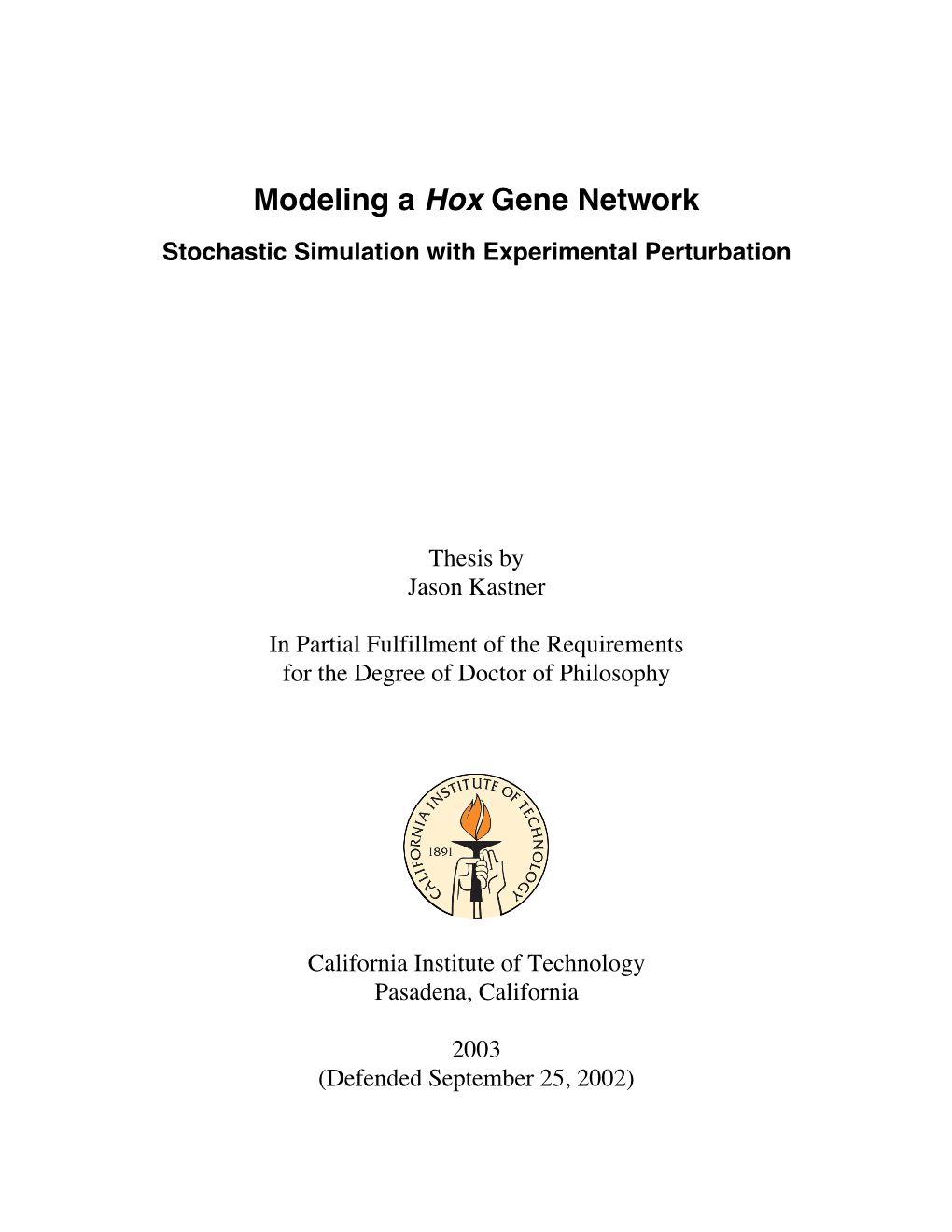 Modeling a Hox Gene Network Stochastic Simulation with Experimental Perturbation