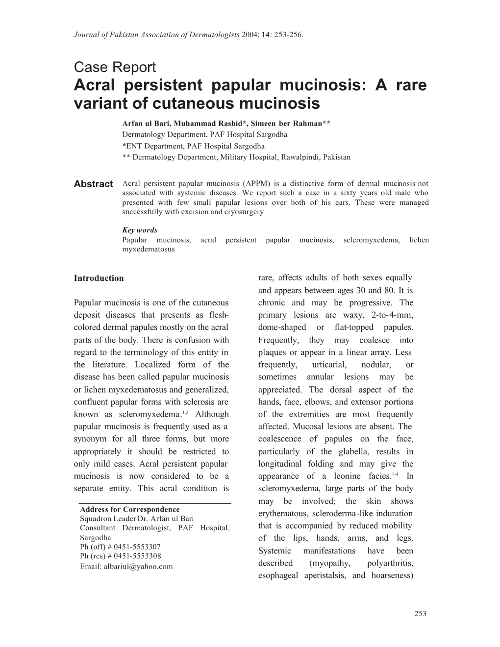 Acral Persistent Papular Mucinosis