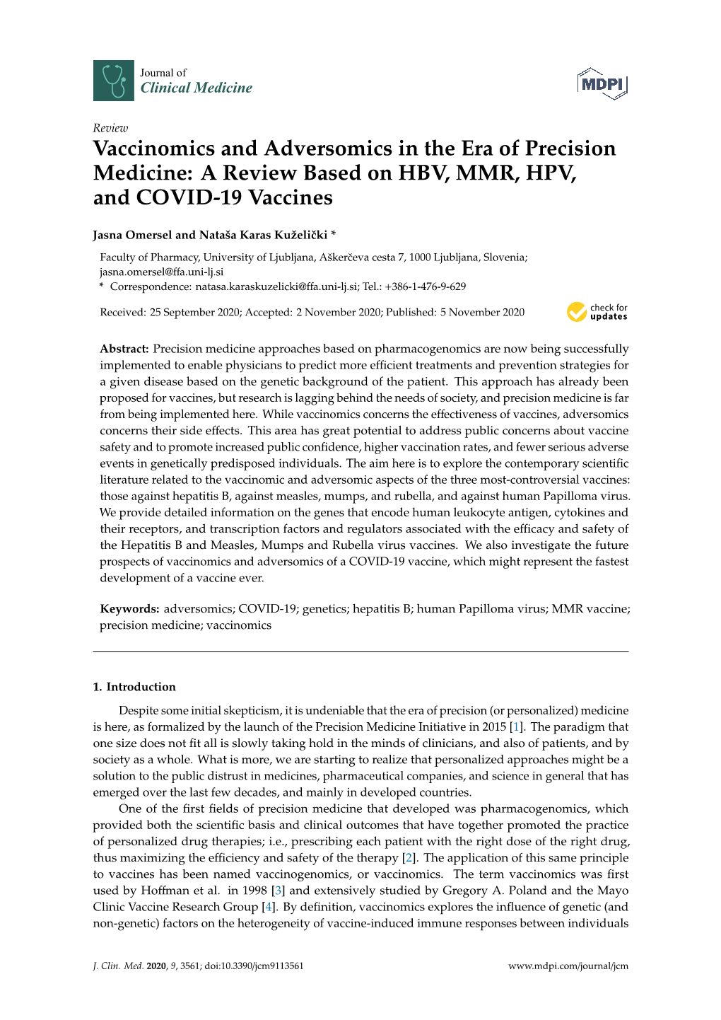 Vaccinomics and Adversomics in the Era of Precision Medicine: a Review Based on HBV, MMR, HPV, and COVID-19 Vaccines