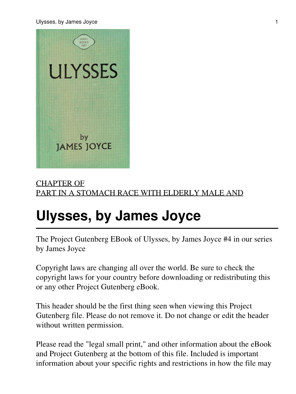 Ulysses, by James Joyce 1