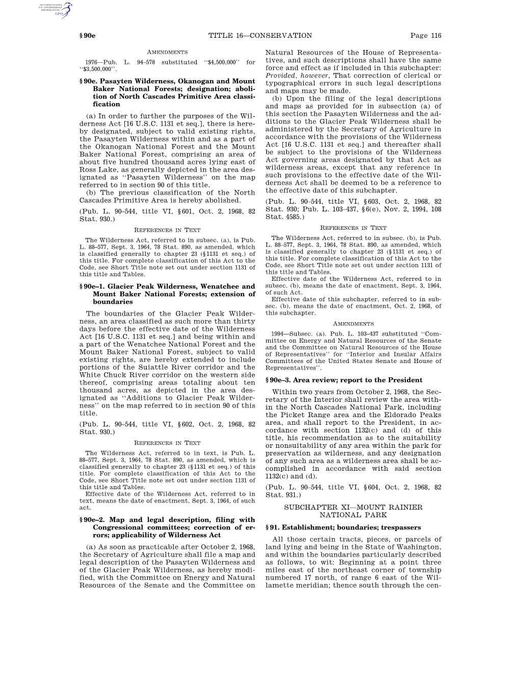 Page 116 TITLE 16—CONSERVATION § 90E §90E