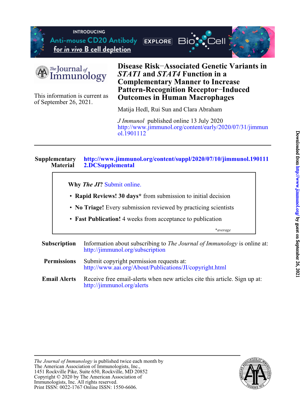 Disease Risk–Associated Genetic Variants in STAT1 and STAT4