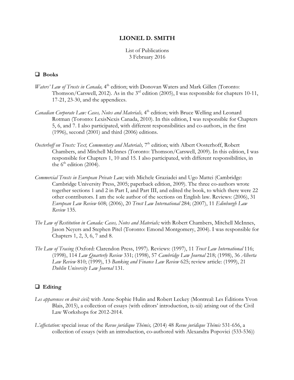 LDS List of Publications