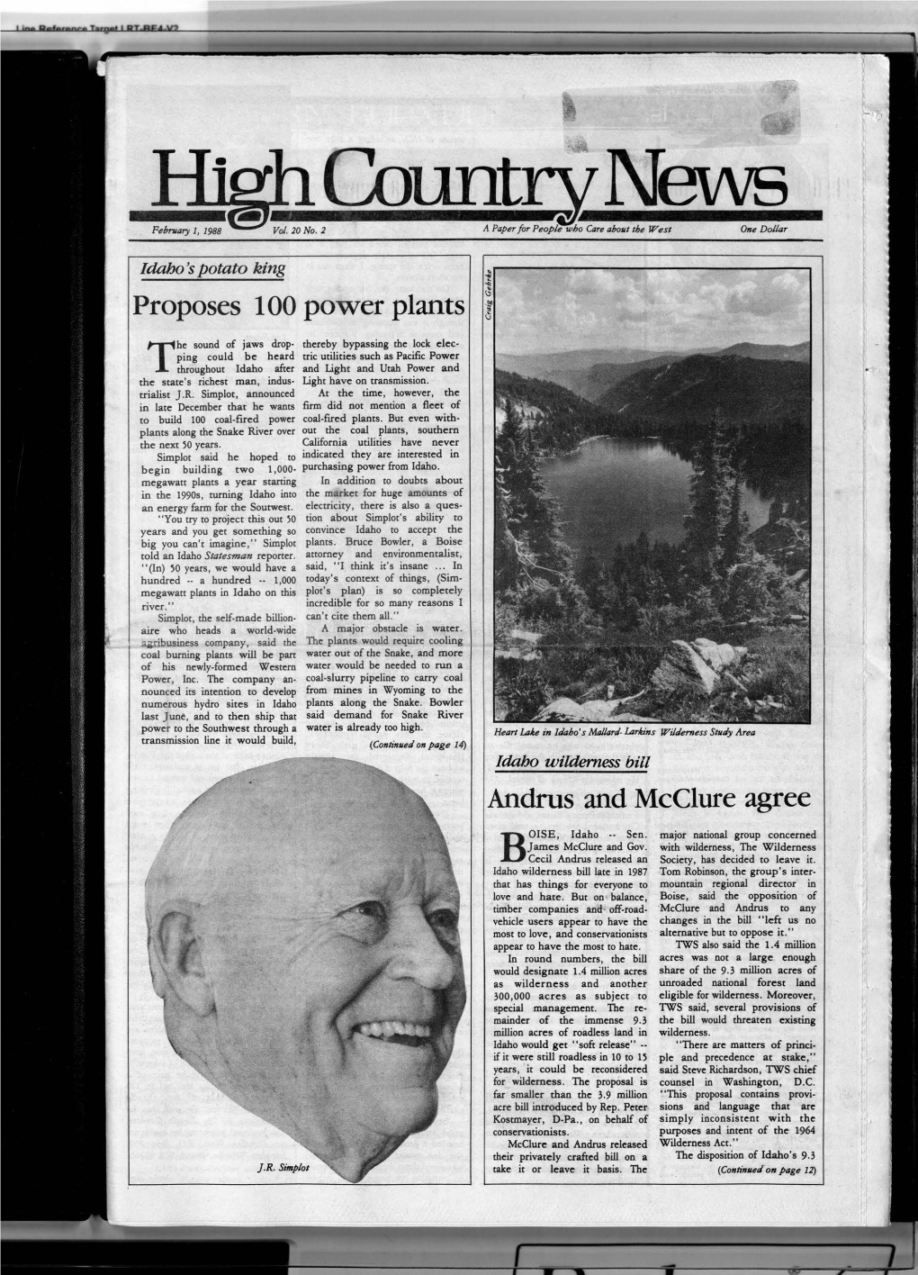 High Country News Vol. 20.2, Feb 1, 1988