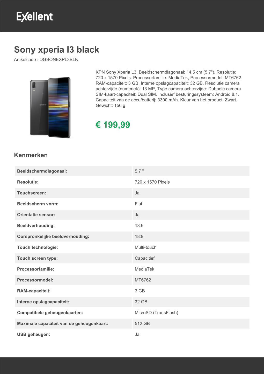 Sony Xperia L3 Black | PDF Download