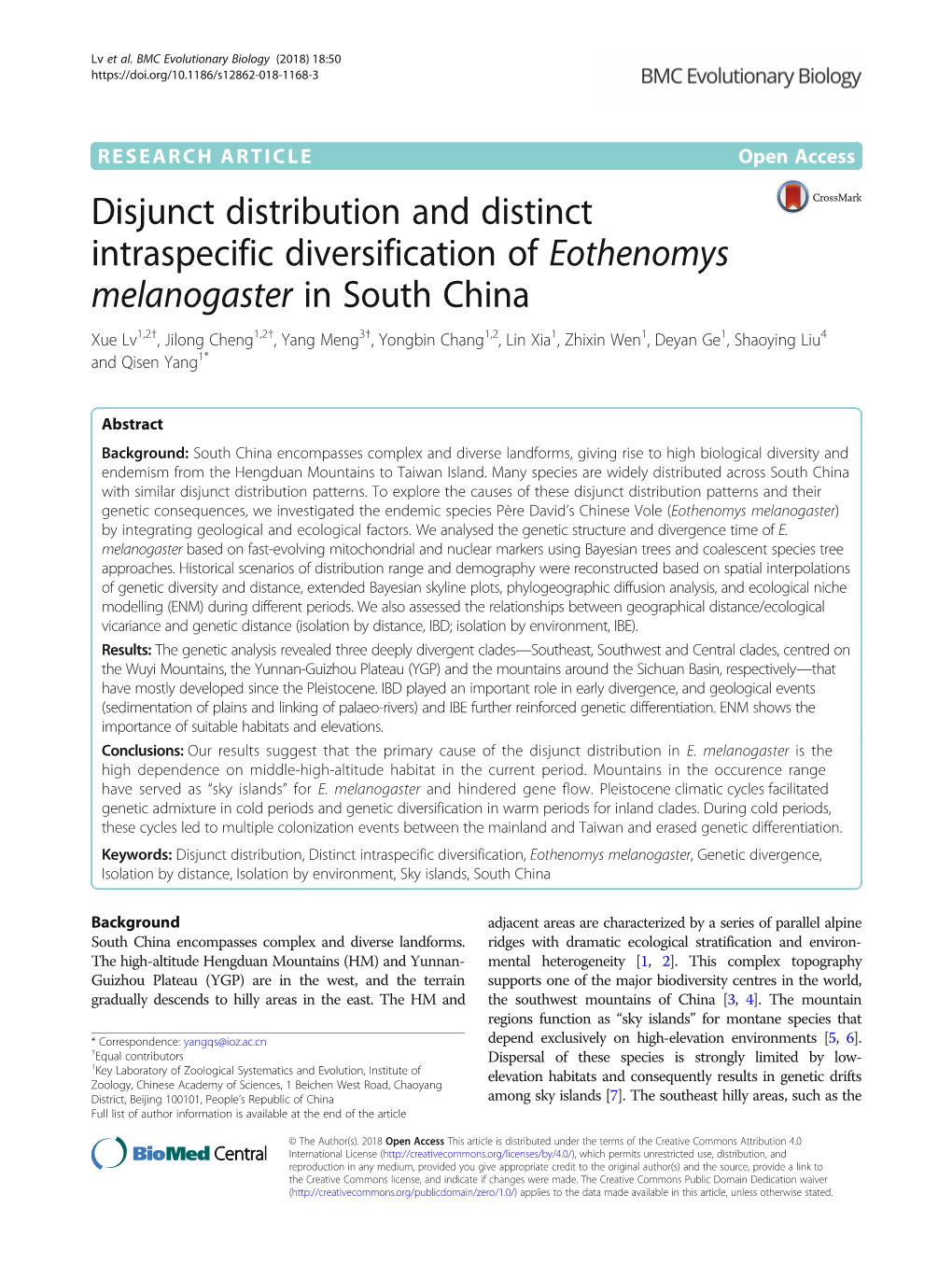 Disjunct Distribution and Distinct Intraspecific Diversification Of