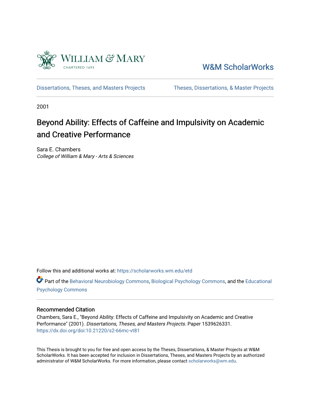Effects of Caffeine and Impulsivity on Academic and Creative Performance