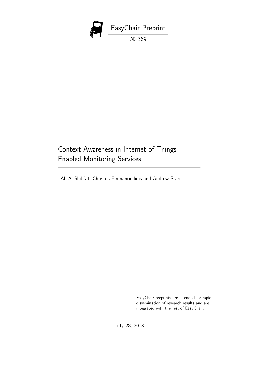 Context-Awareness in Internet of Things-Enabled Monitoring Services