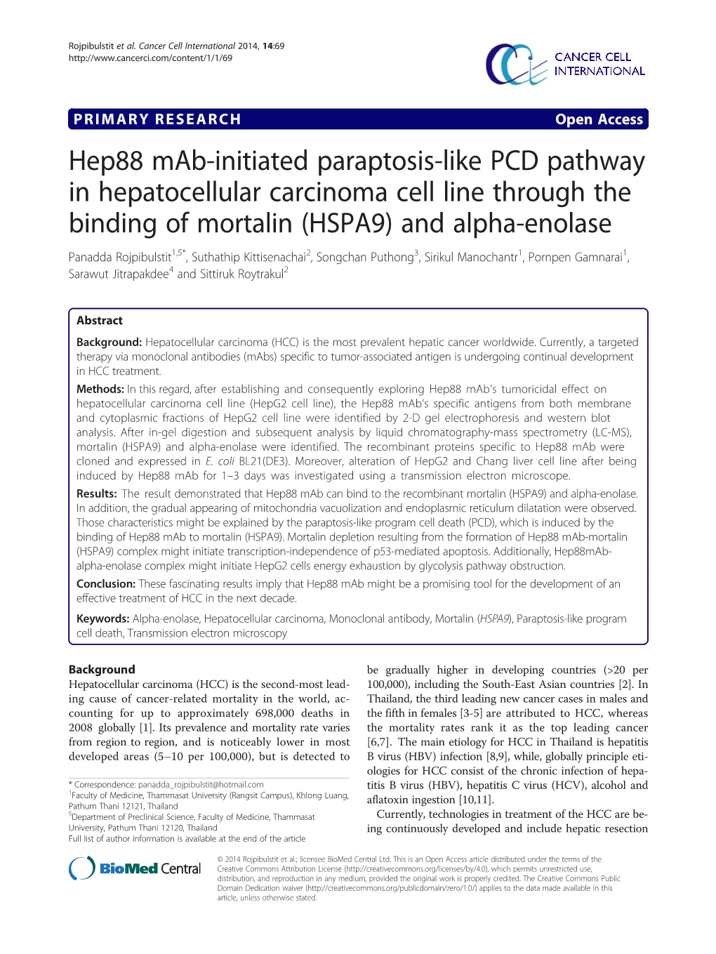 Hep88 Mab-Initiated Paraptosis-Like PCD Pathway in Hepatocellular