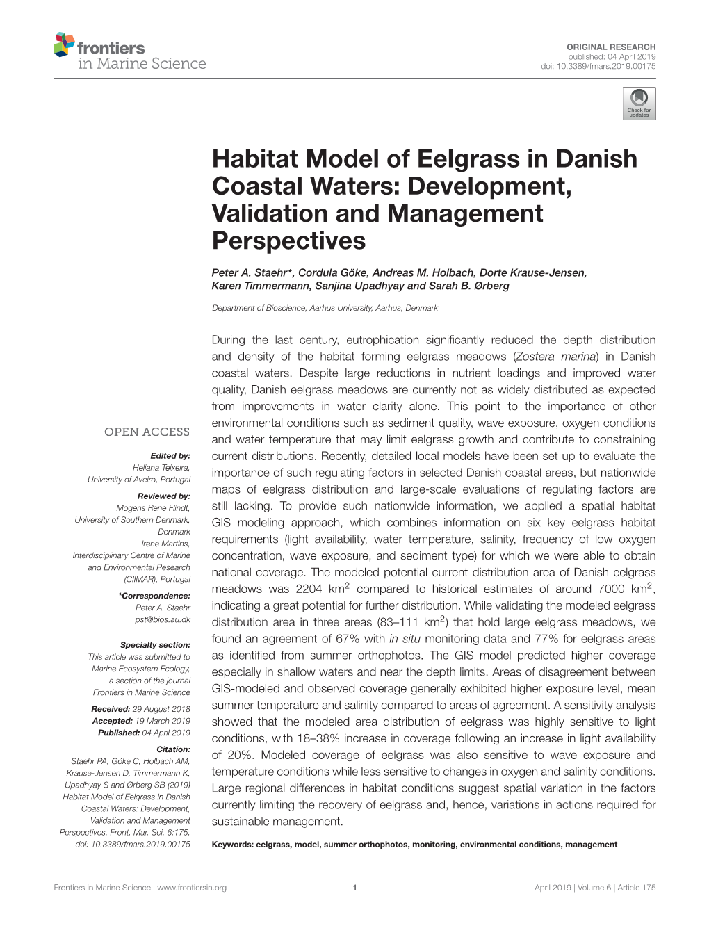 Peter A. Staehr Et Al. 2019. Habitat