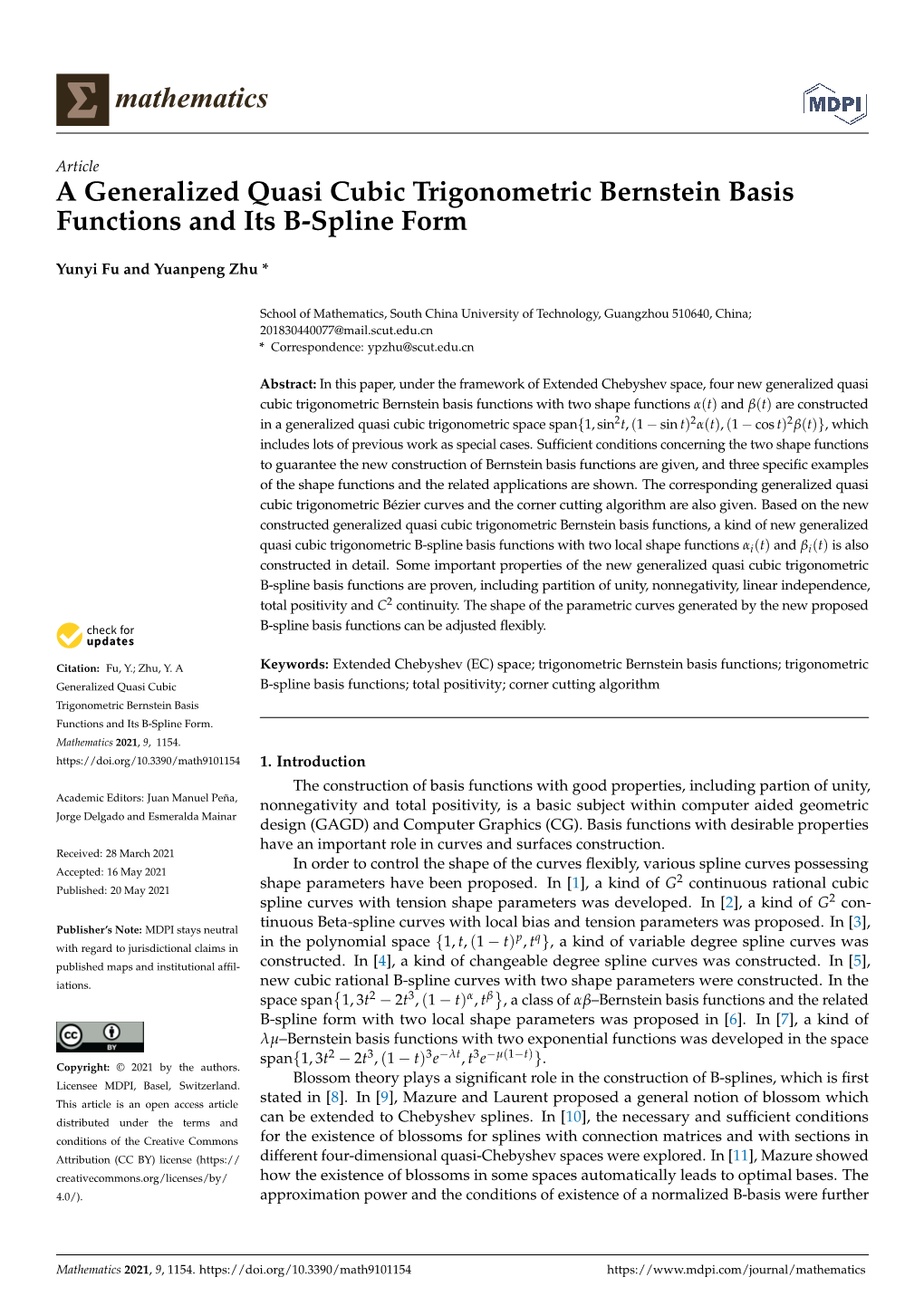 A Generalized Quasi Cubic Trigonometric Bernstein Basis Functions and Its B-Spline Form