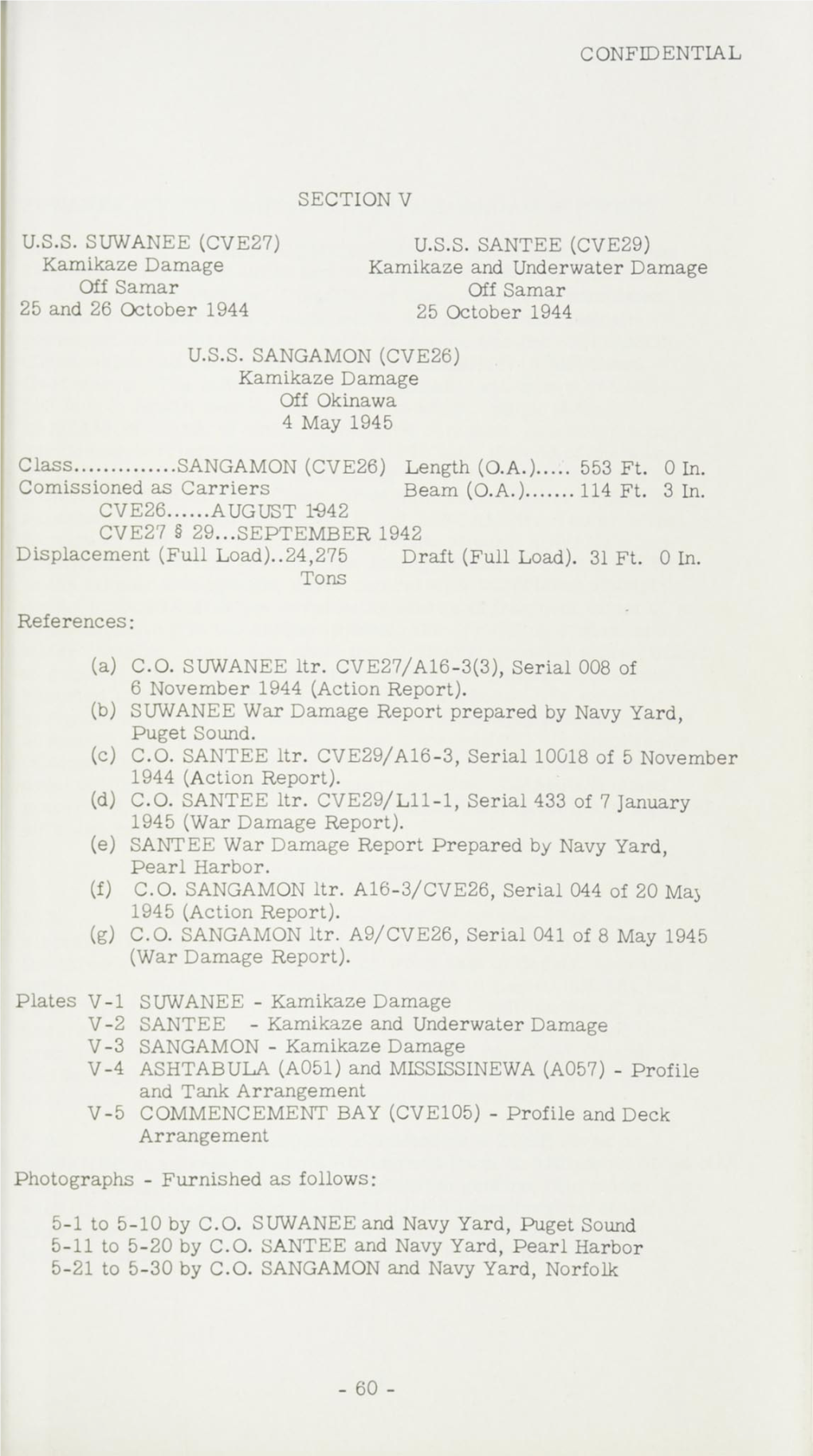 CVE27) Kamikaze Damage Off Samar USS SANTEE (CVE29