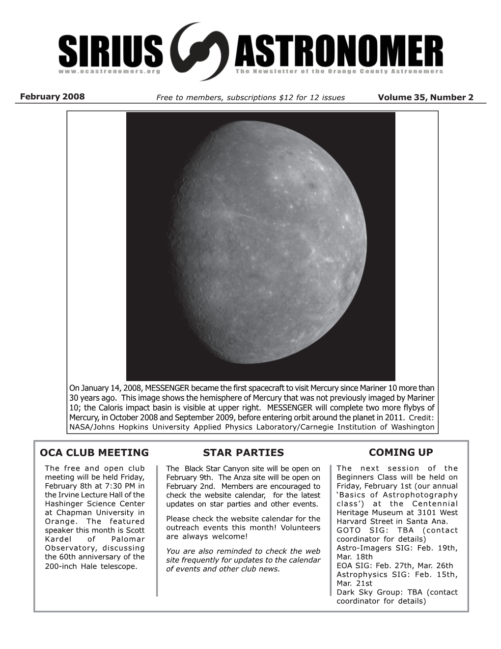 Oca Club Meeting Star Parties Coming Up