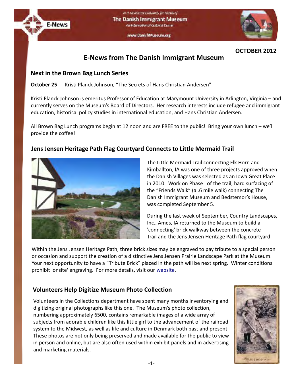 E-News from the Danish Immigrant Museum
