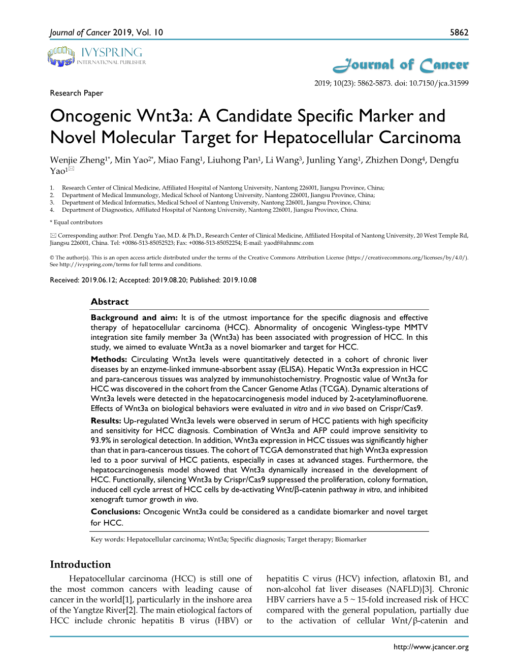 Oncogenic Wnt3a