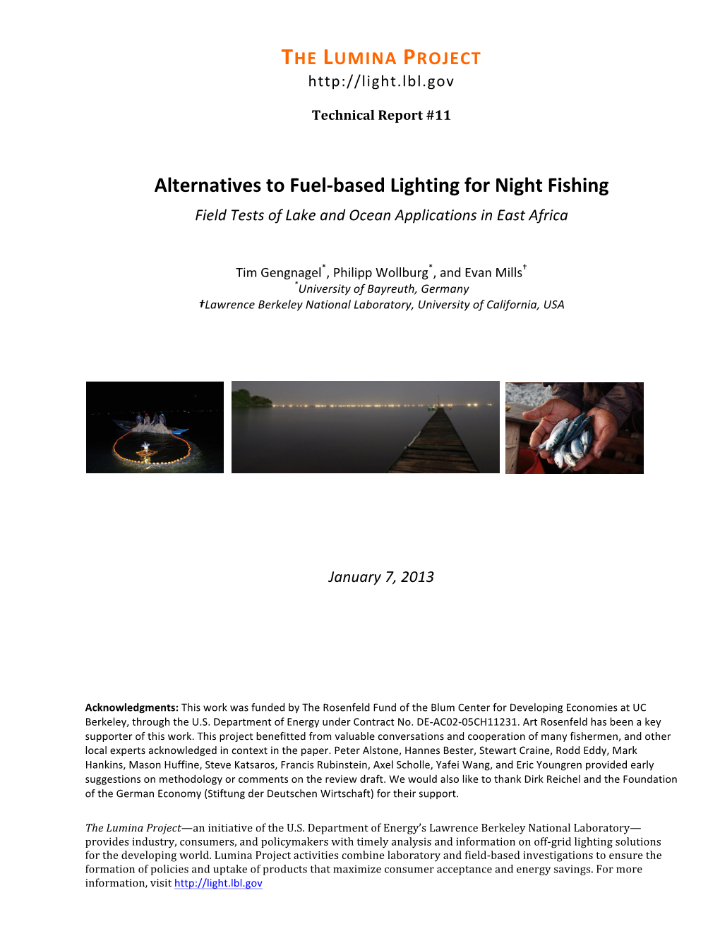 Alternatives to Fuel-‐Based Lighting for Night Fishing