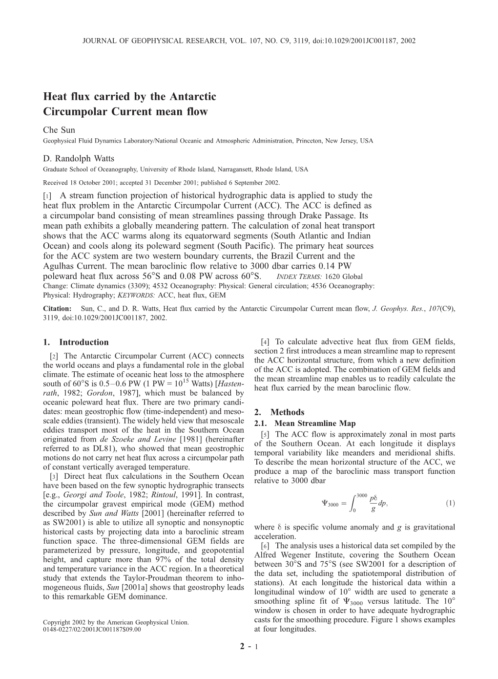 Heat Flux Carried by the Antarctic Circumpolar Current Mean Flow