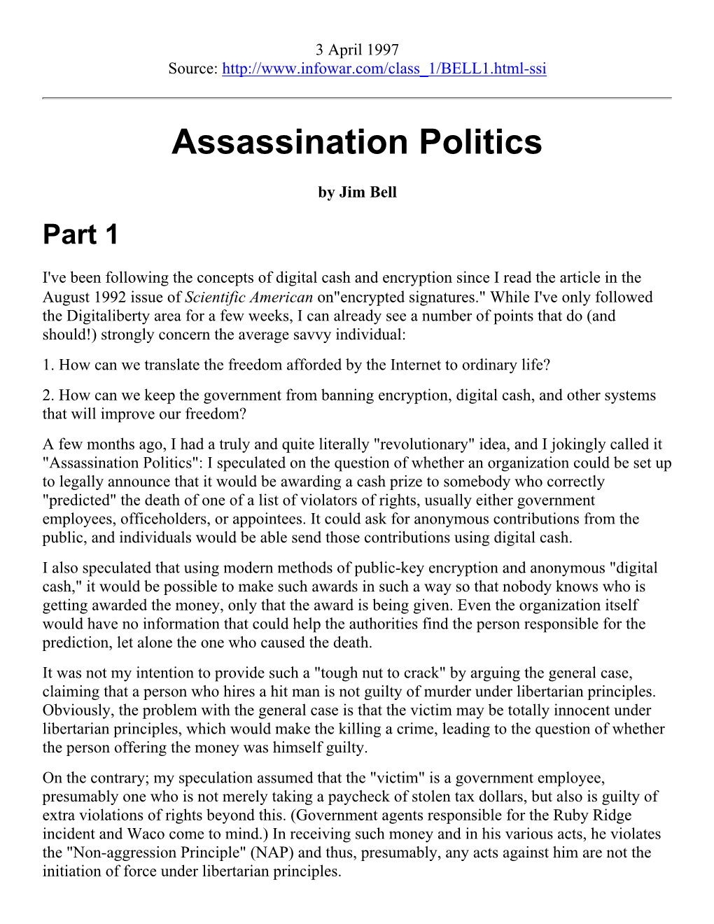 Assassination Politics