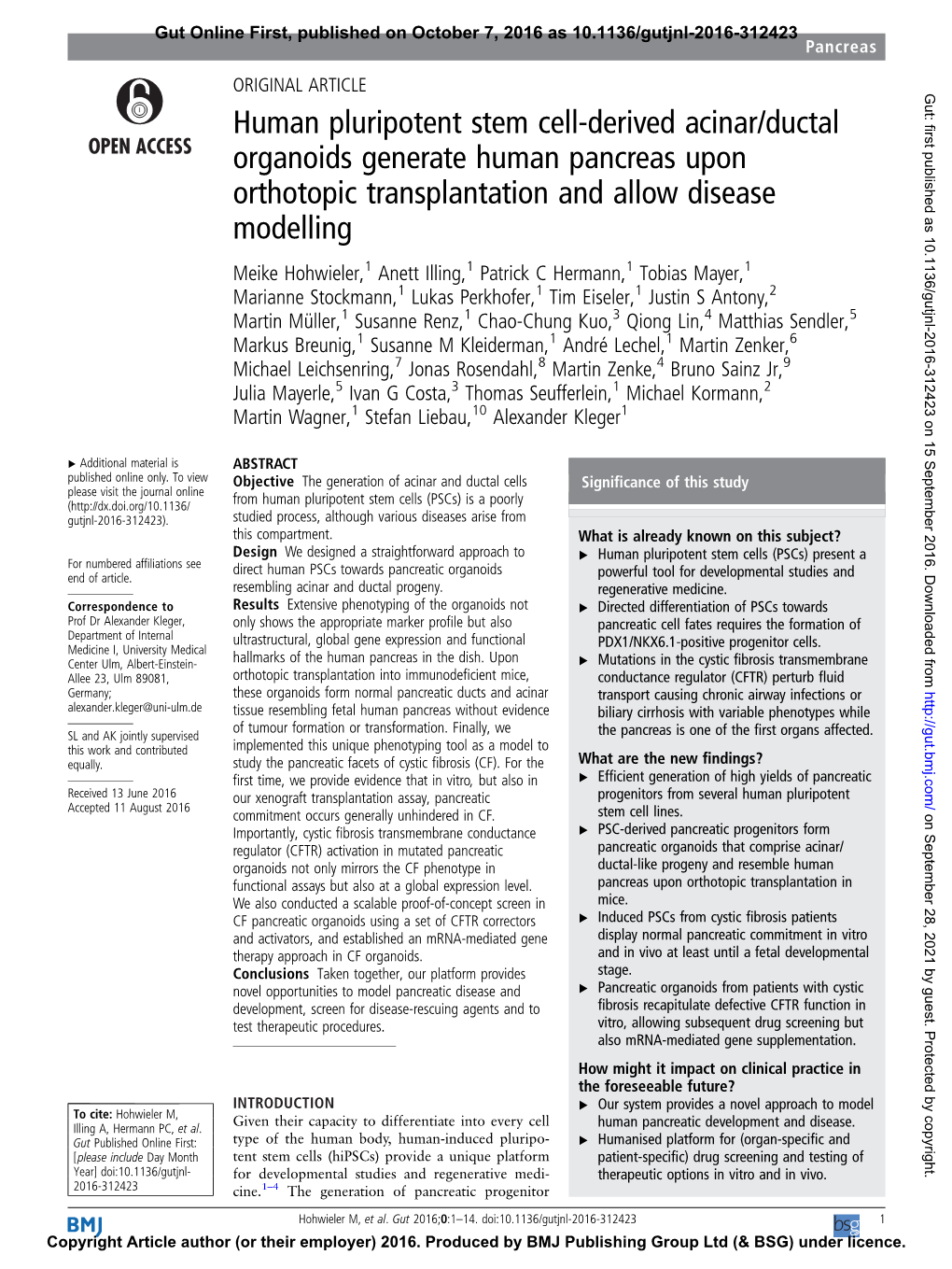 Human Pluripotent Stem Cell-Derived Acinar/Ductal Organoids