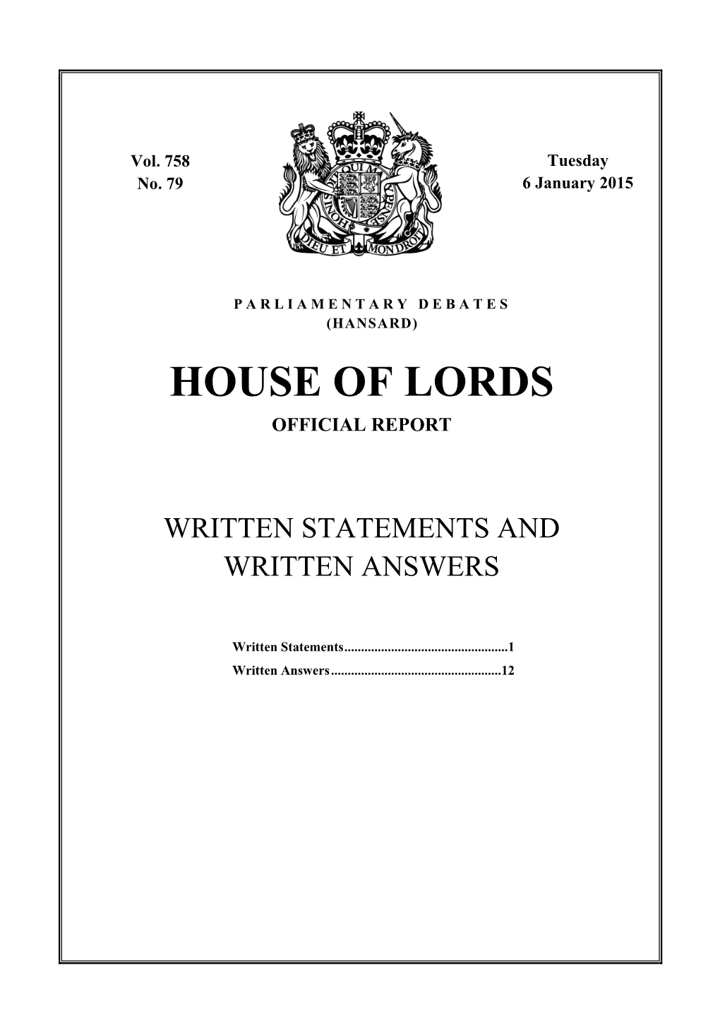 House of Lords Official Report