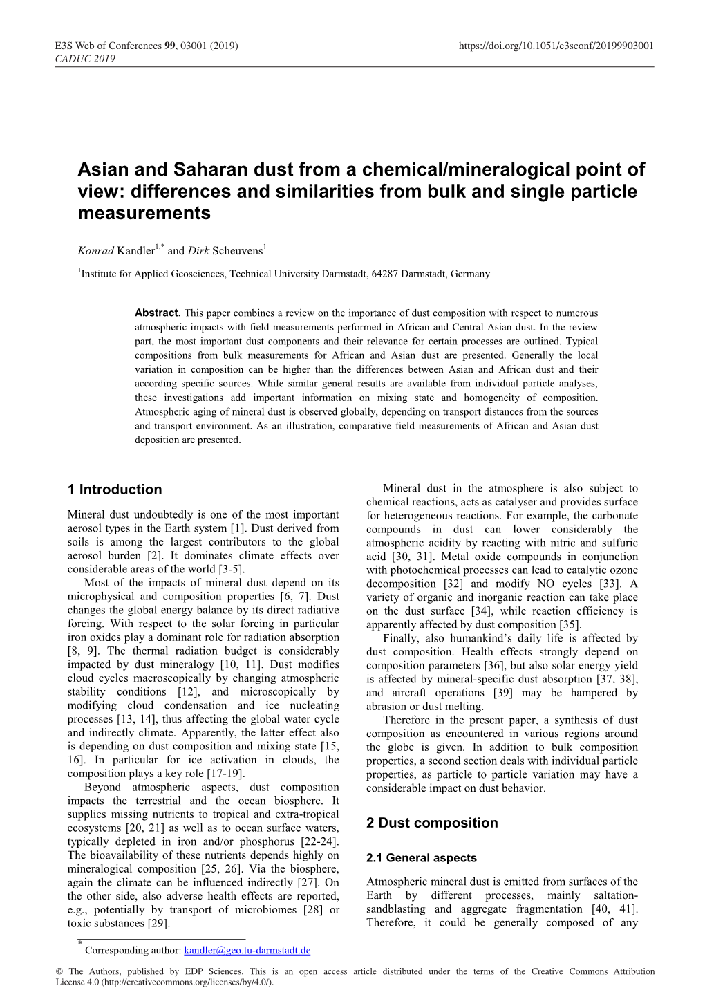 Asian and Saharan Dust from a Chemical/Mineralogical Point of View: Differences and Similarities from Bulk and Single Particle Measurements