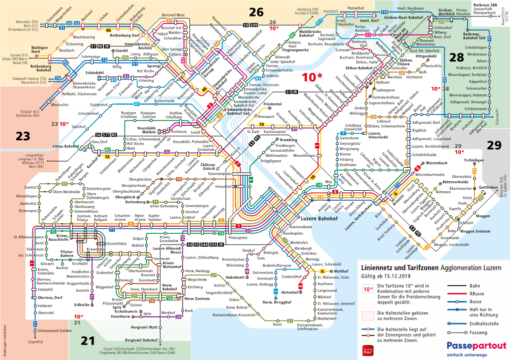 Liniennetz Und Tarifzonen Agglomeration Luzern Friedhofstr