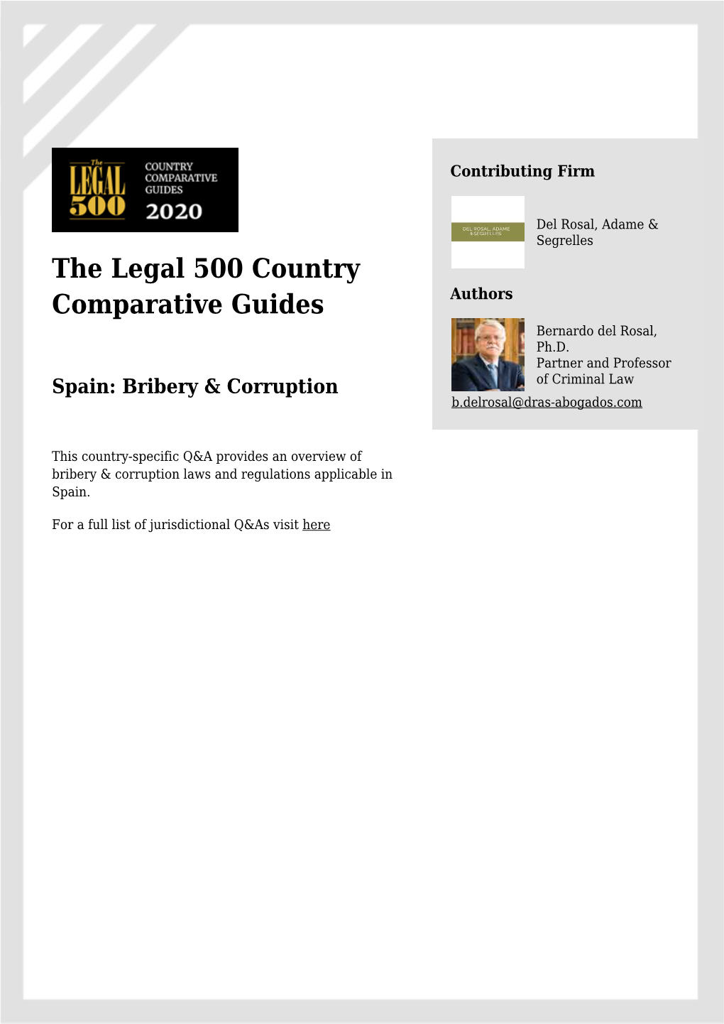 The Legal 500 Country Comparative Guides Spain: Bribery & Corruption