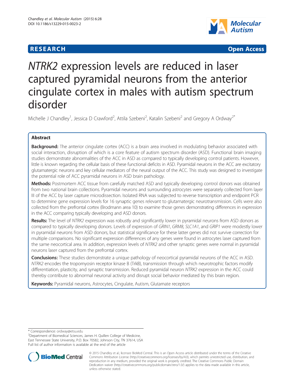 NTRK2 Expression Levels Are Reduced in Laser Captured Pyramidal