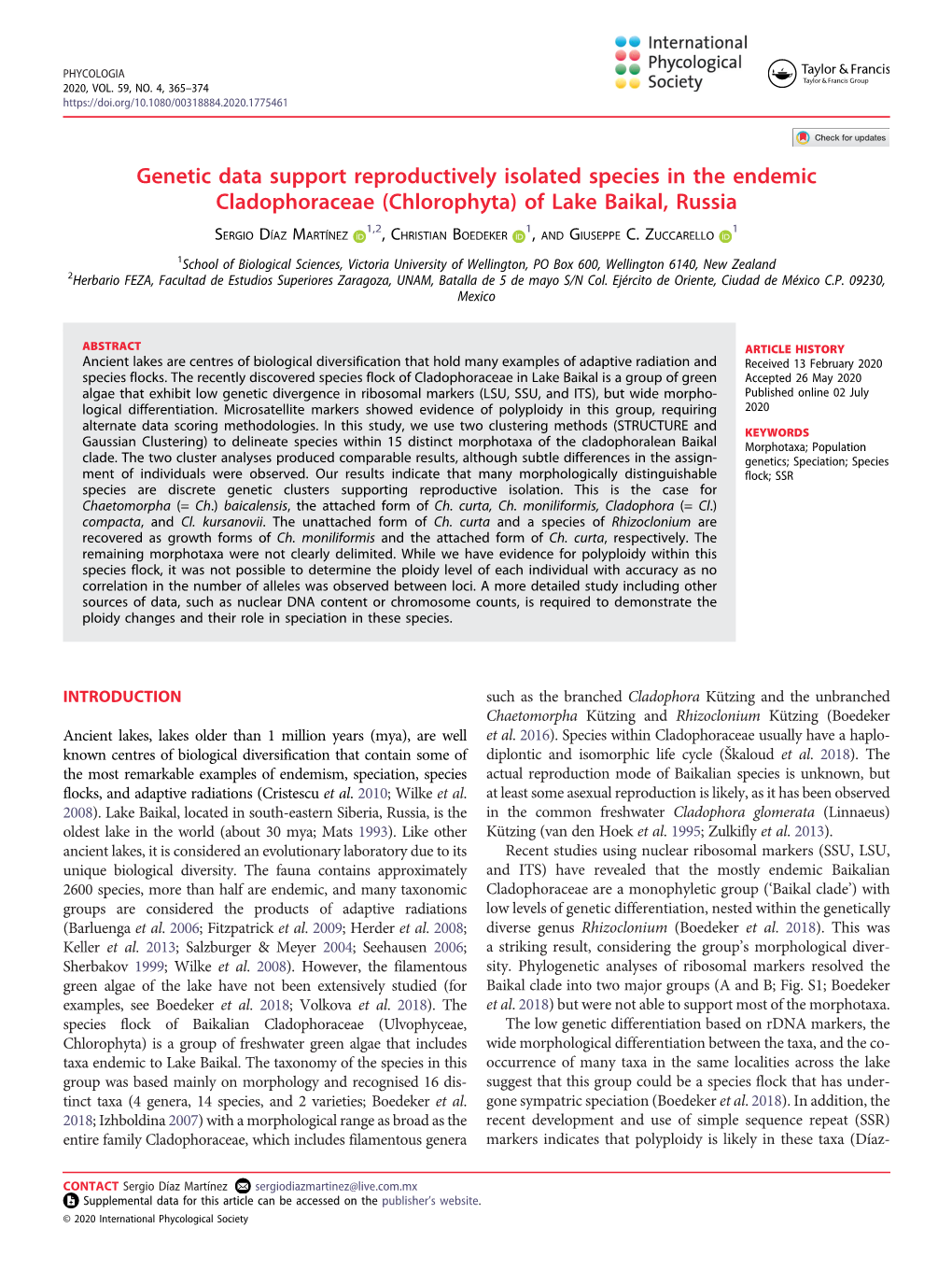 Genetic Data Support Reproductively Isolated Species in the Endemic