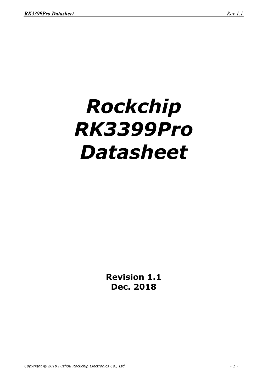 Rockchip Rk3399pro Datasheet
