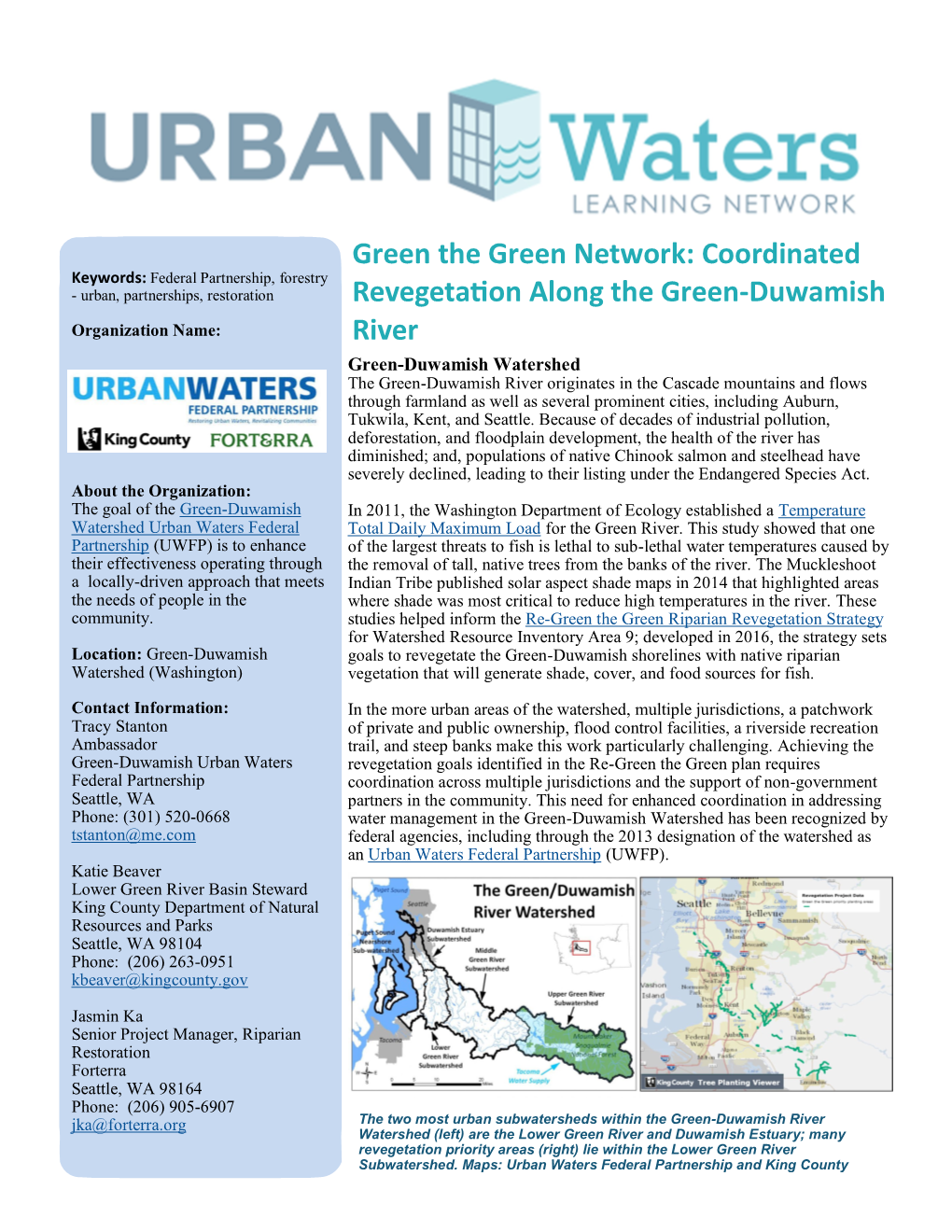 Coordinated Revegetation Along the Green-Duwamish River