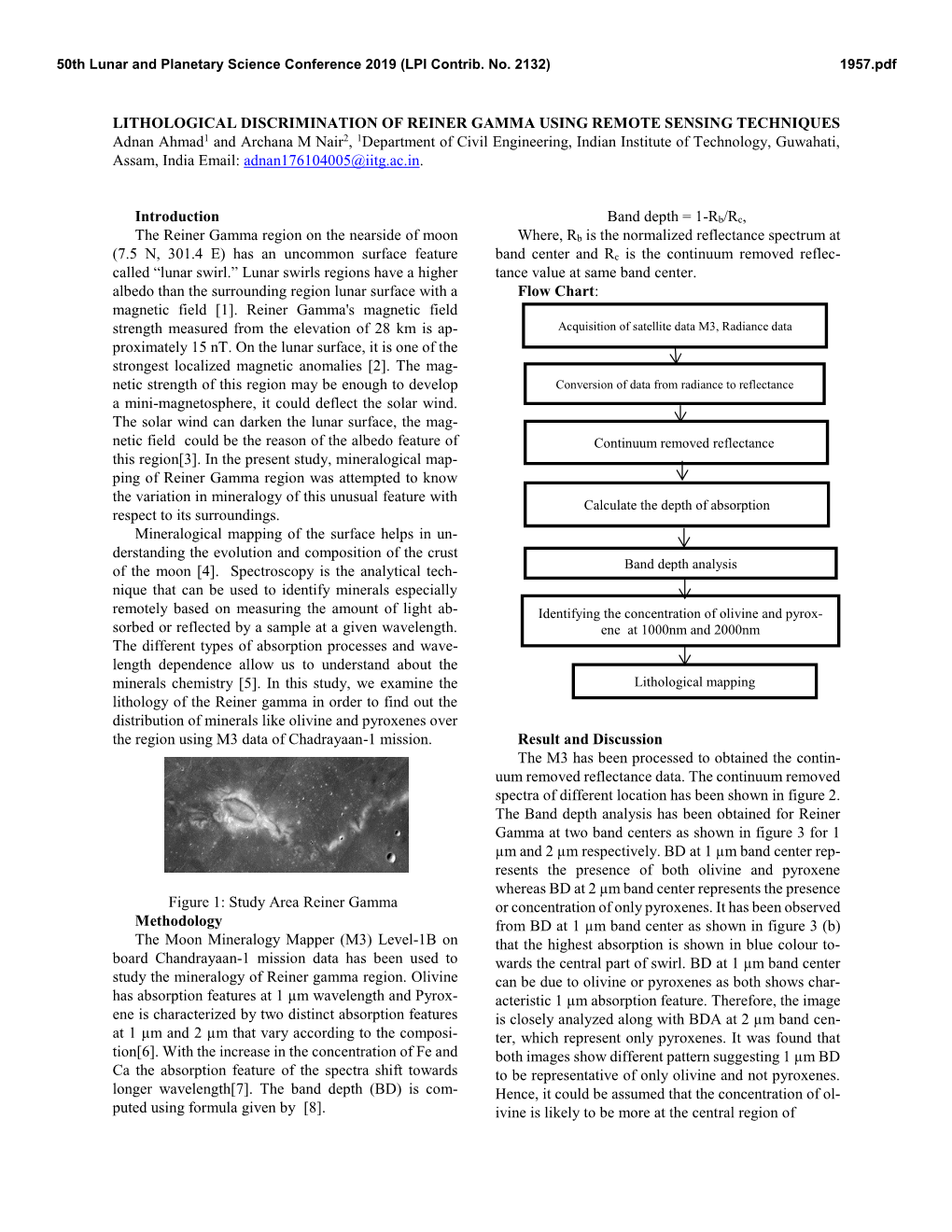 Lithological Discrimination of Reiner Gamma Using Remote Sensing