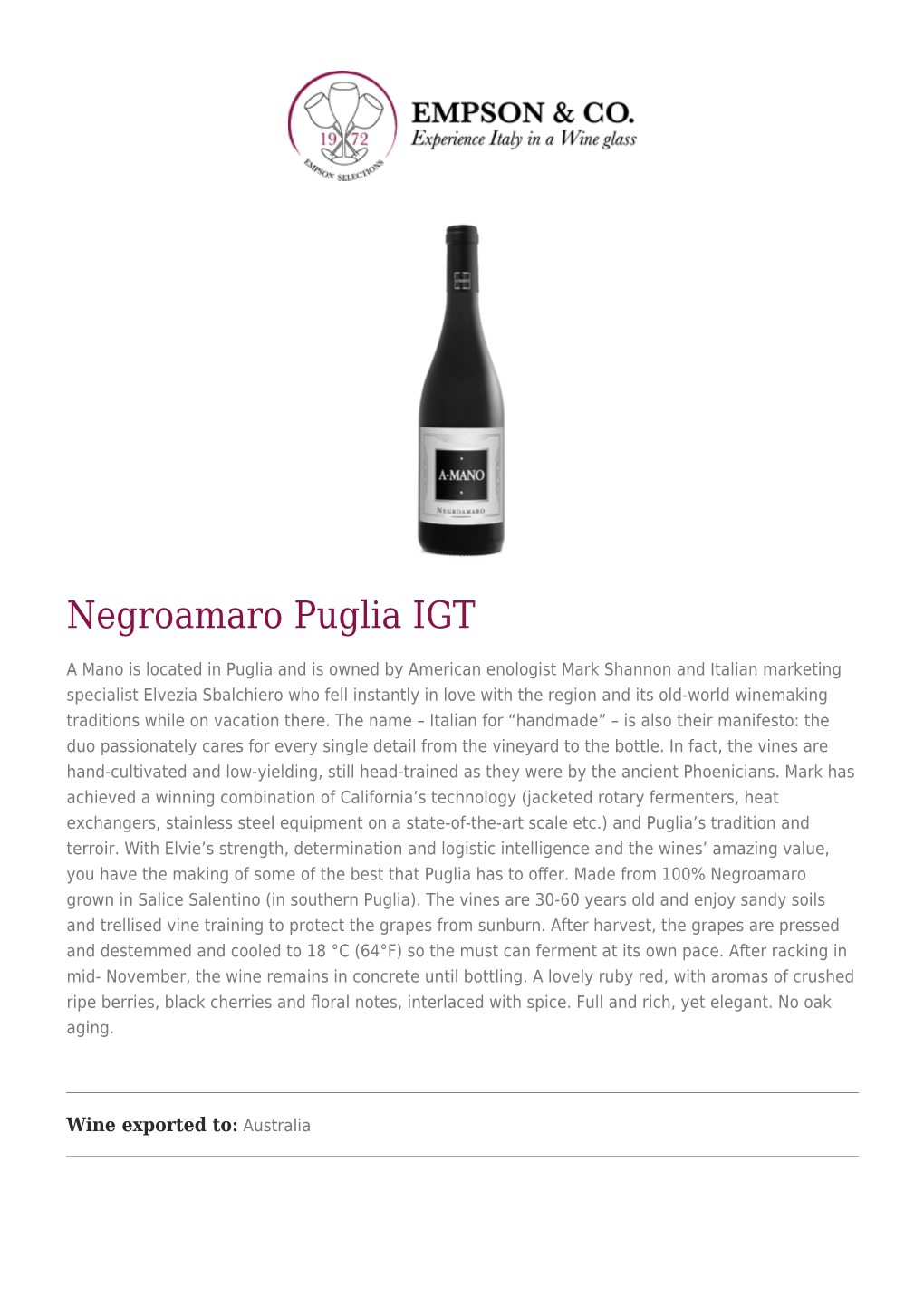 Negroamaro Puglia IGT