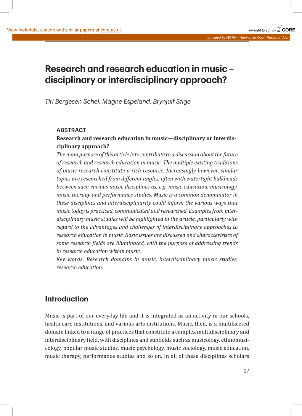 Disciplinary Or Interdisciplinary Approach?