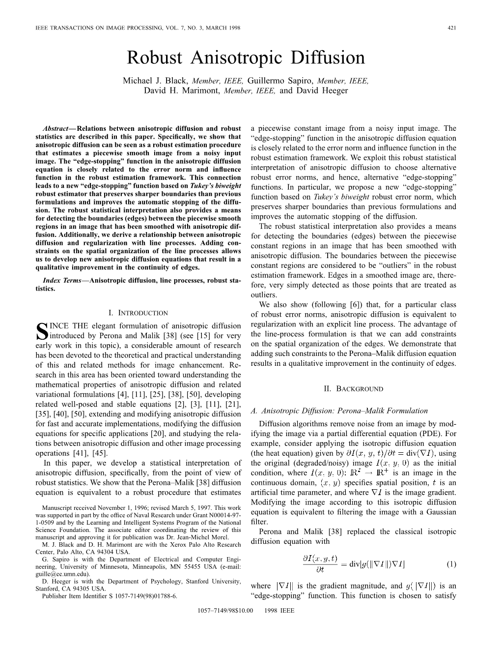 Robust Anisotropic Diffusion